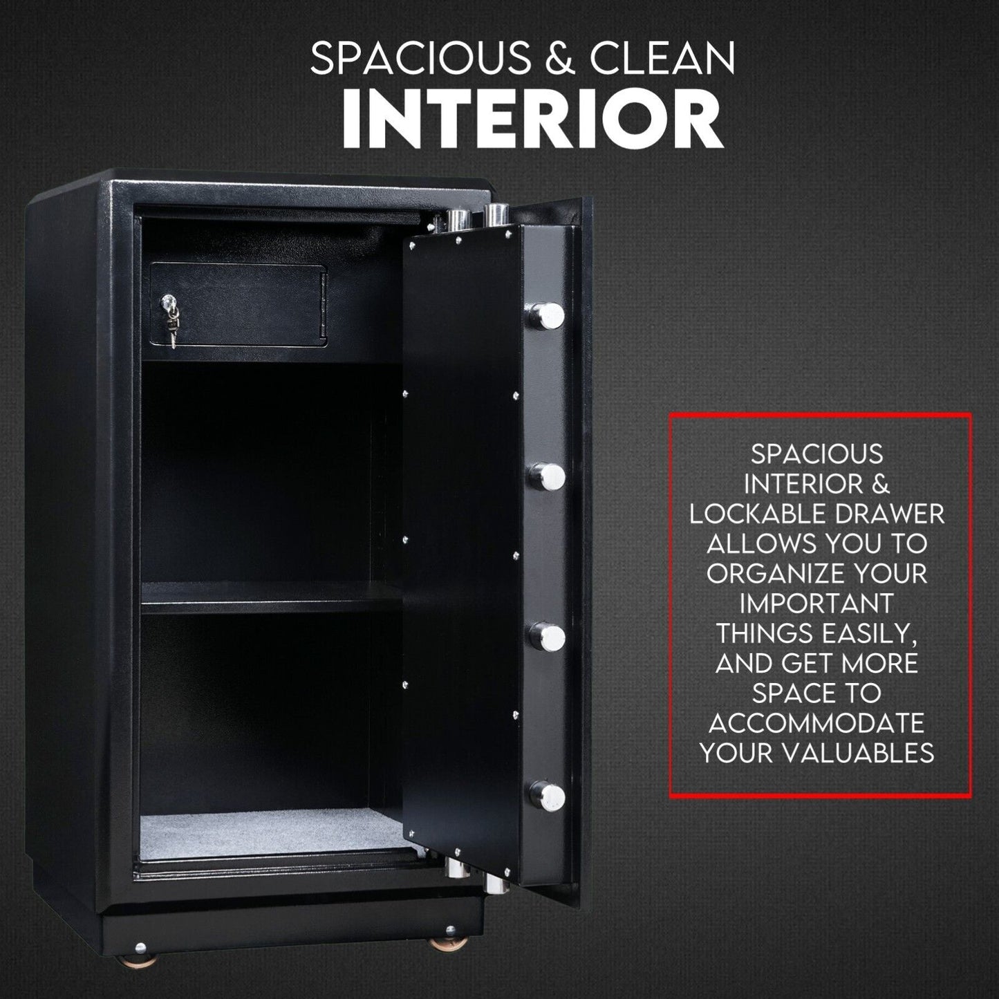 Electronic Digital Safe Box Fire Proof Safe Heavy Duty Key Lock Security 118L - Cosy Abode
