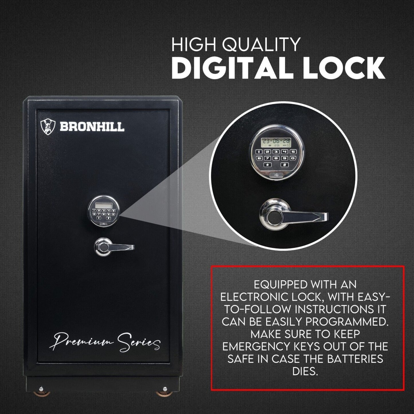 Electronic Digital Safe Box Fire Proof Safe Heavy Duty Key Lock Security 118L - Cosy Abode