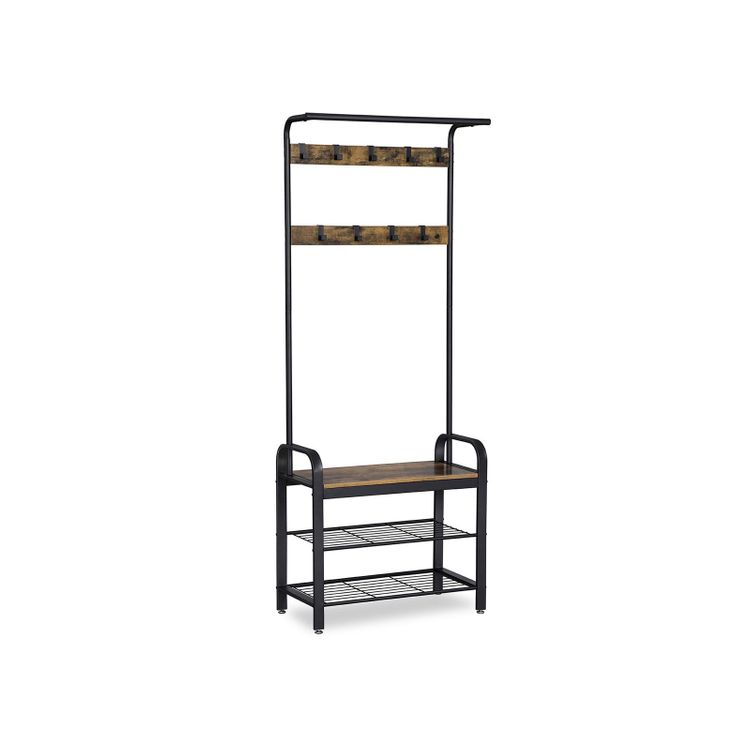 VASAGLE Industrial Coat Rack with Bench for Entryway - Cosy Abode