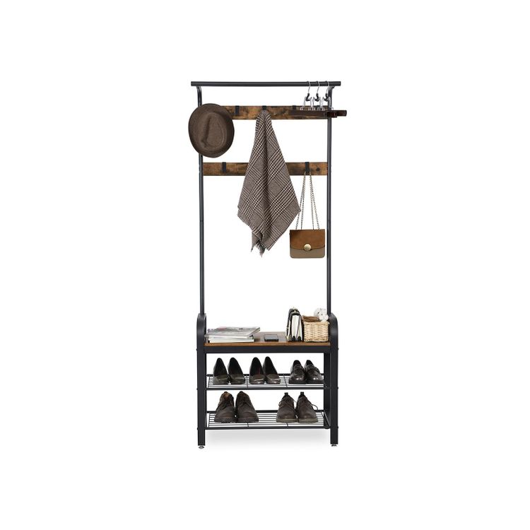 VASAGLE Industrial Coat Rack with Bench for Entryway - Cosy Abode