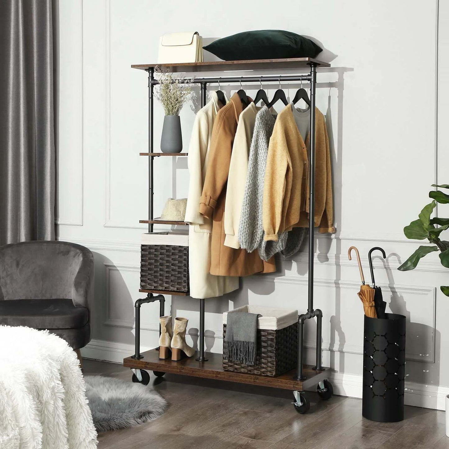 VASAGLE Clothing Garment Rack on Wheels - Cosy Abode