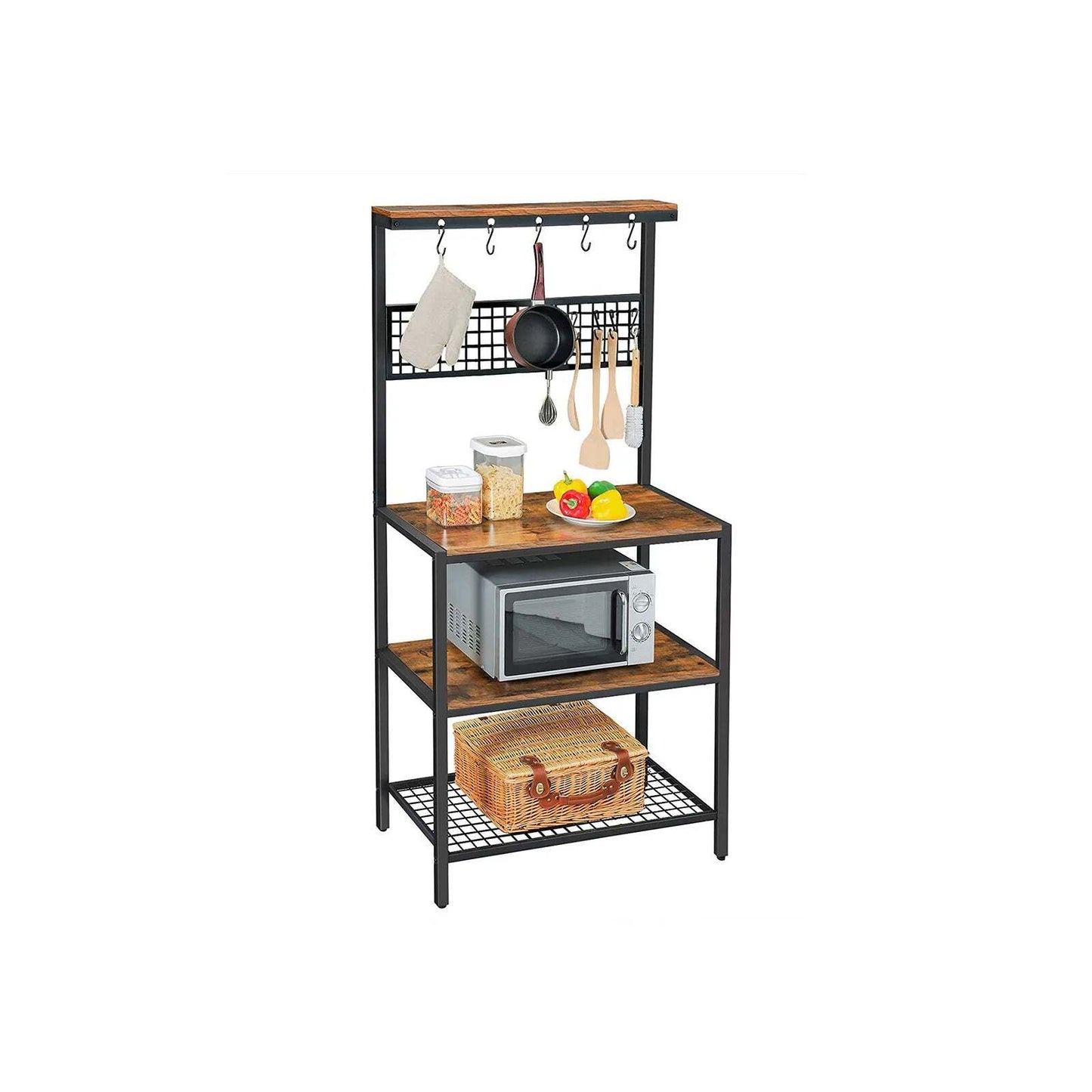 VASAGLE 3 Tier Kitchen Storage Shelves with 10 S-Hooks - Cosy Abode