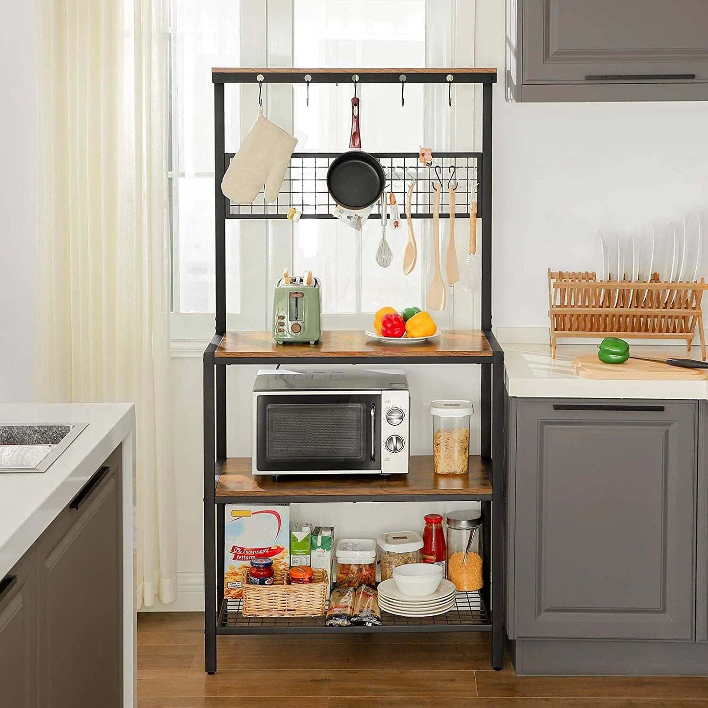 VASAGLE 3 Tier Kitchen Storage Shelves with 10 S-Hooks - Cosy Abode