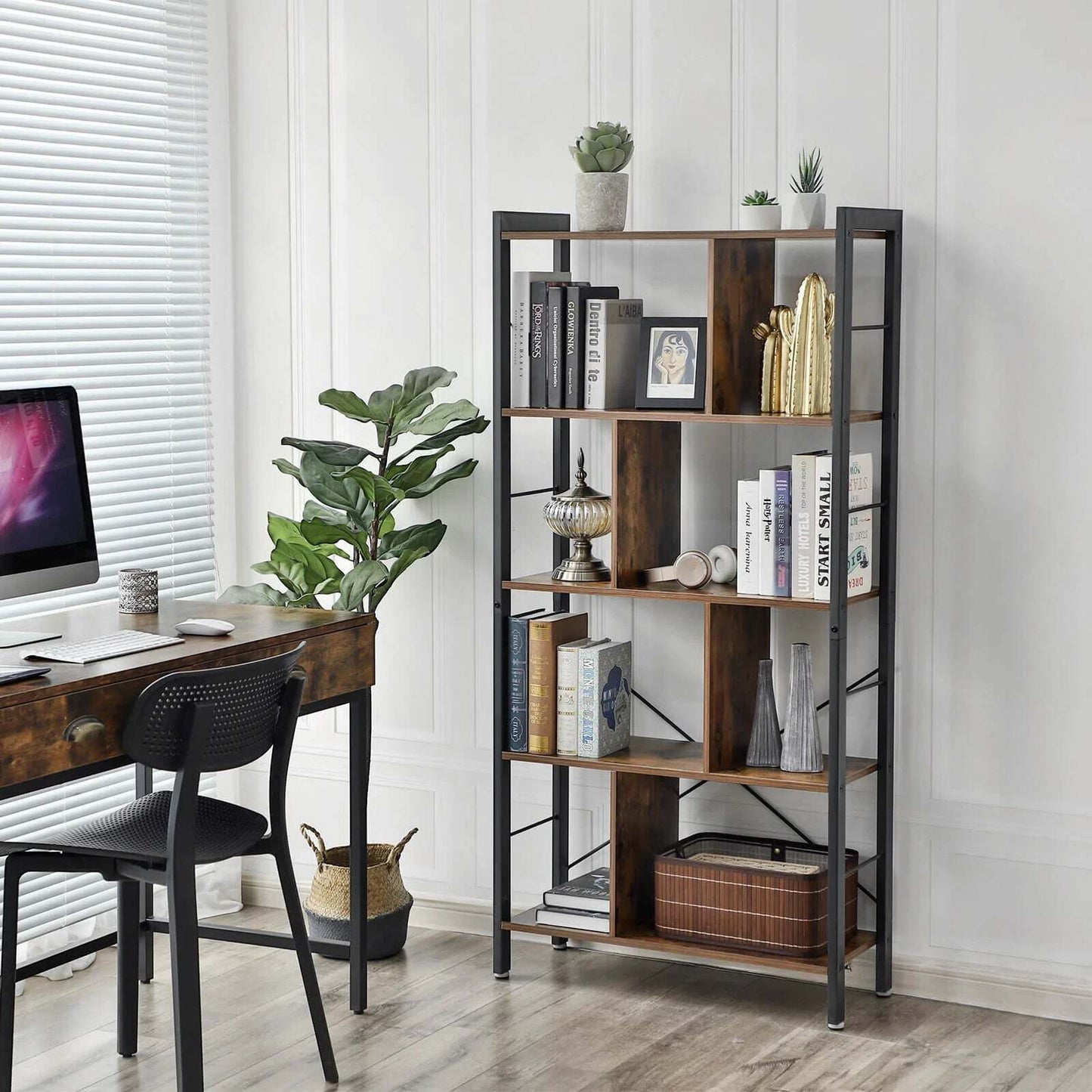 VASAGLE 4 Tier Bookshelf with Compartments - Cosy Abode