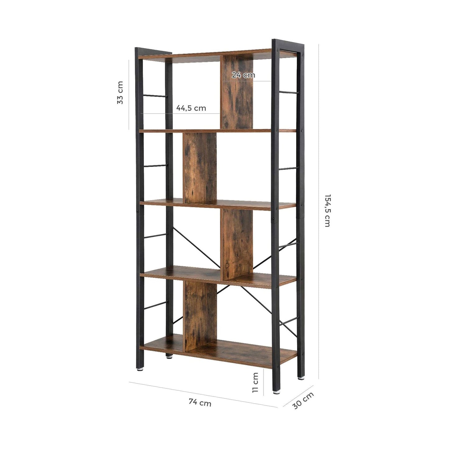 VASAGLE 4 Tier Bookshelf with Compartments - Cosy Abode