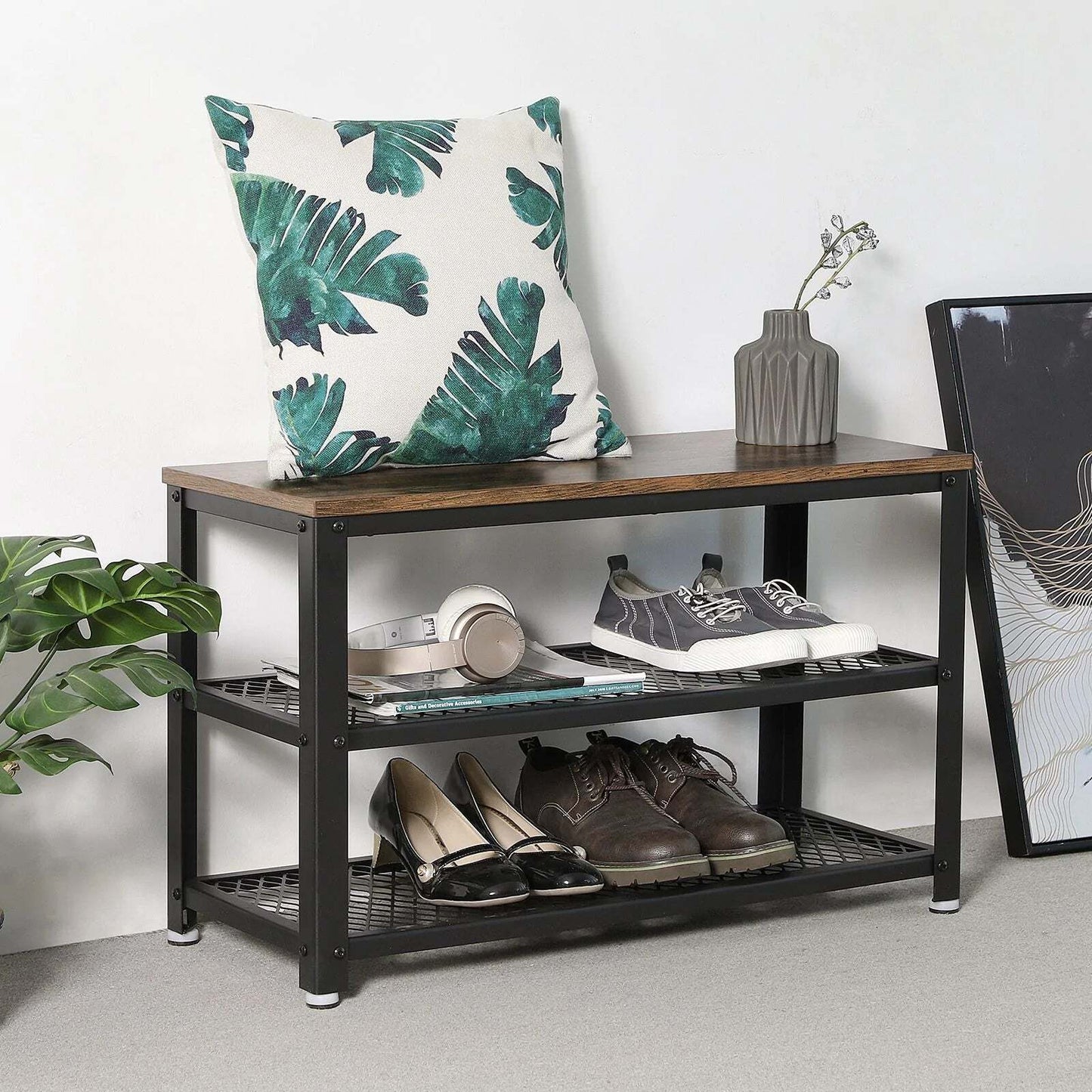 VASAGLE 3 Tier Shoe Storage Bench 73 cm Length - Cosy Abode