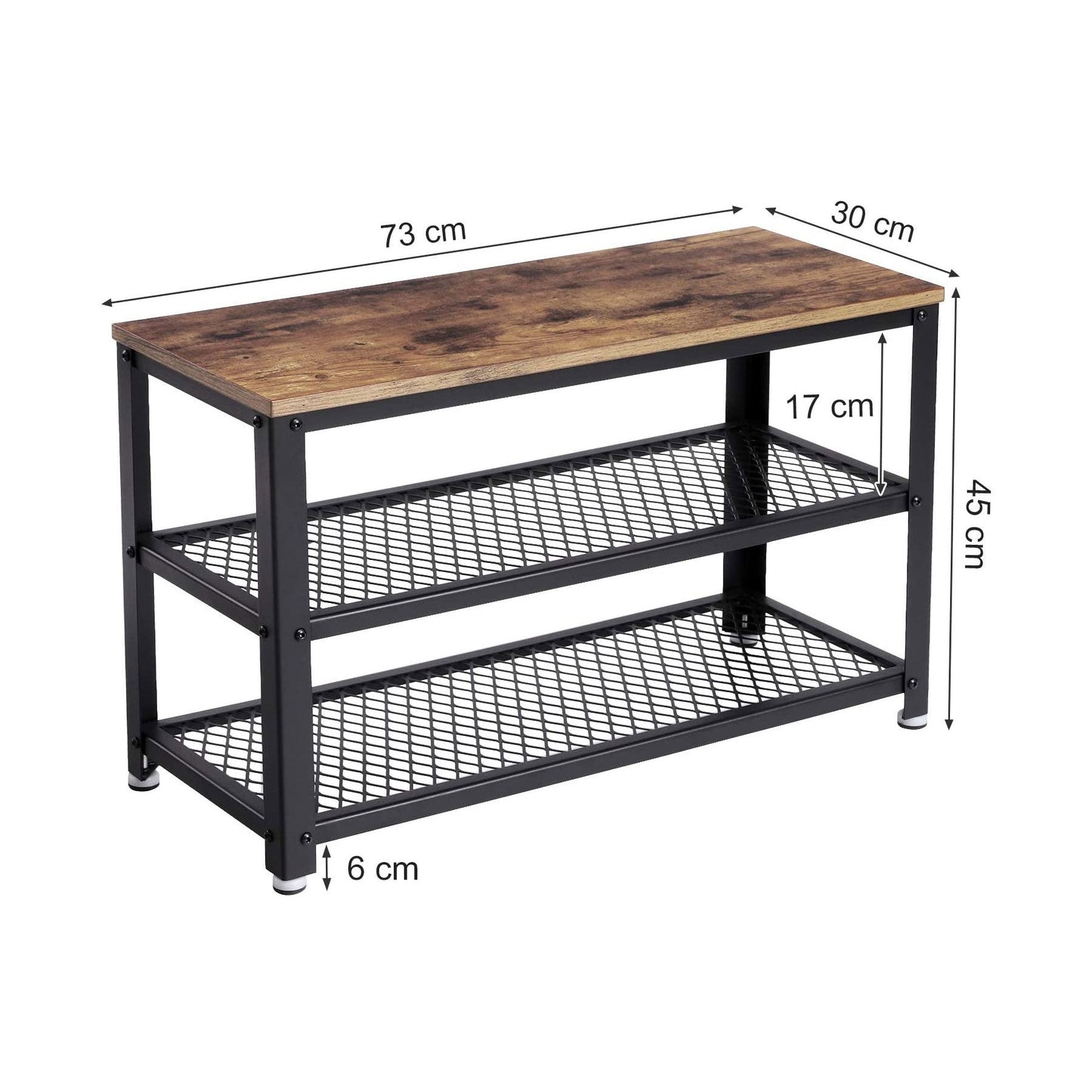 VASAGLE 3 Tier Shoe Storage Bench 73 cm Length - Cosy Abode