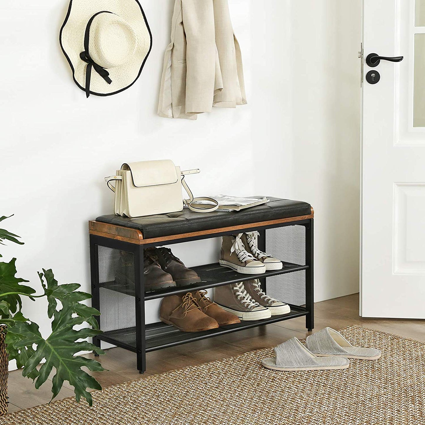 VASAGLE 3 Tier Shoe Storage Bench with Padded Seat - Cosy Abode