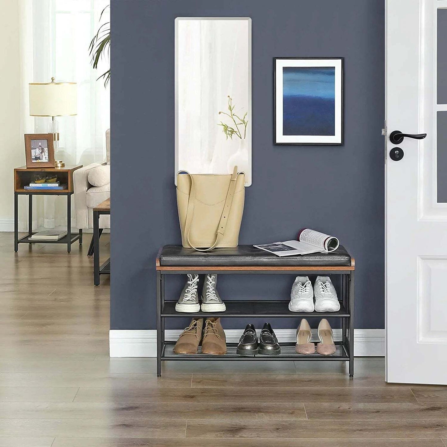 VASAGLE 3 Tier Shoe Storage Bench with Padded Seat - Cosy Abode