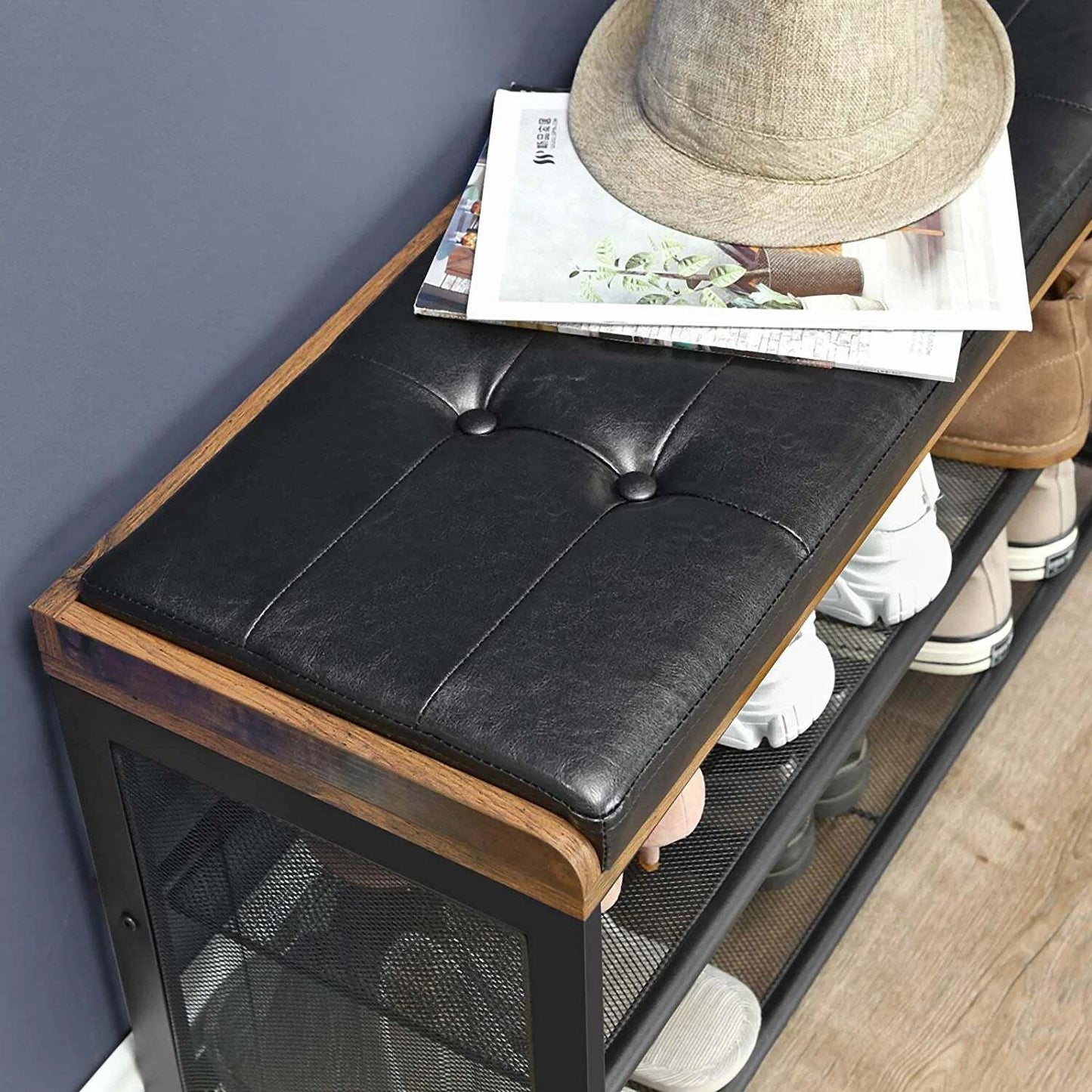 VASAGLE 3 Tier Shoe Storage Bench with Padded Seat - Cosy Abode