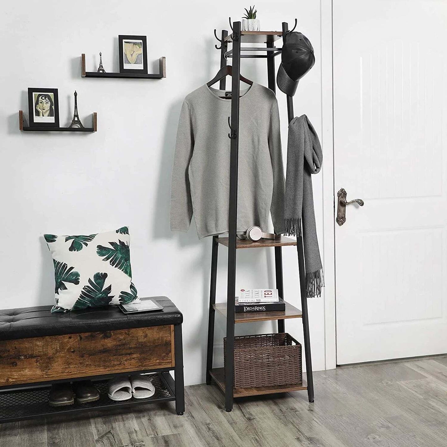 VASAGLE Coat Rack with 3 Shelves - Cosy Abode