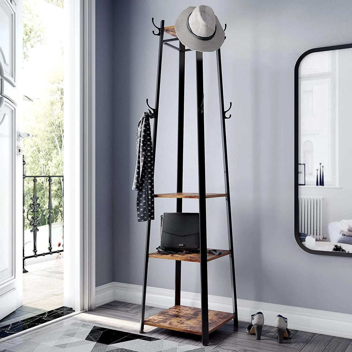 VASAGLE Coat Rack with 3 Shelves - Cosy Abode