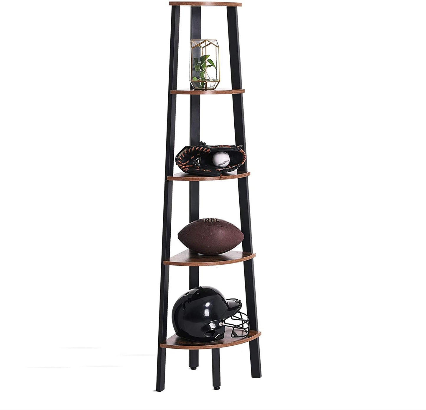 VASAGLE Corner Shelf 5-Tier Industrial Ladder Bookcase - Cosy Abode