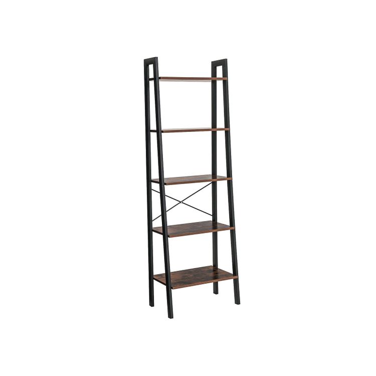 VASAGLE 5 Tiers A-shaped Ladder Storage Shelf Rustic Brown - Cosy Abode