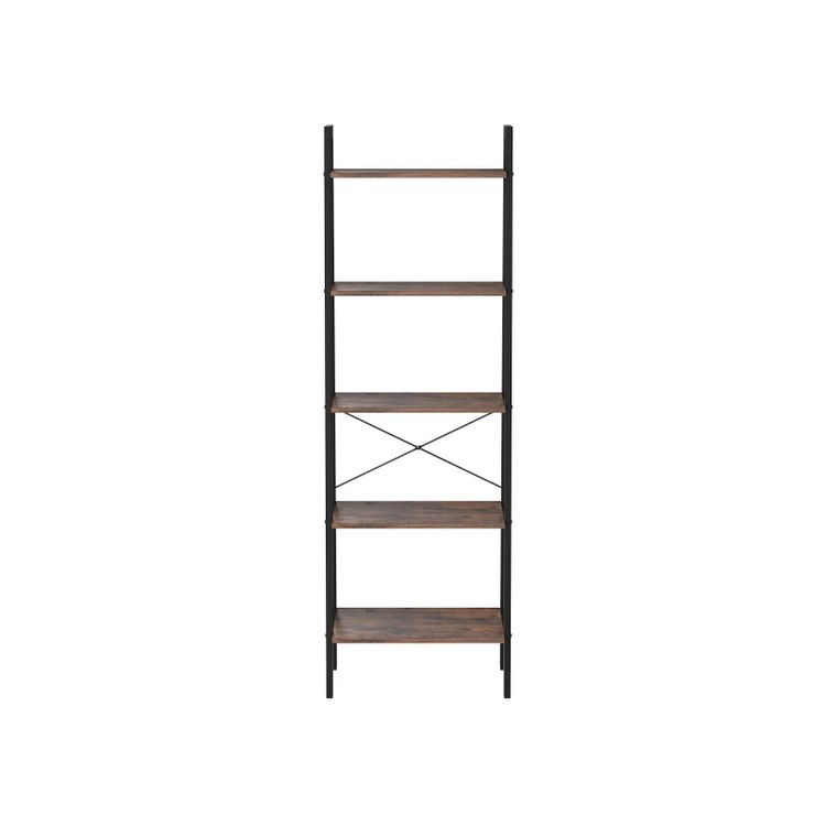 VASAGLE 5 Tiers A-shaped Ladder Storage Shelf Rustic Brown - Cosy Abode