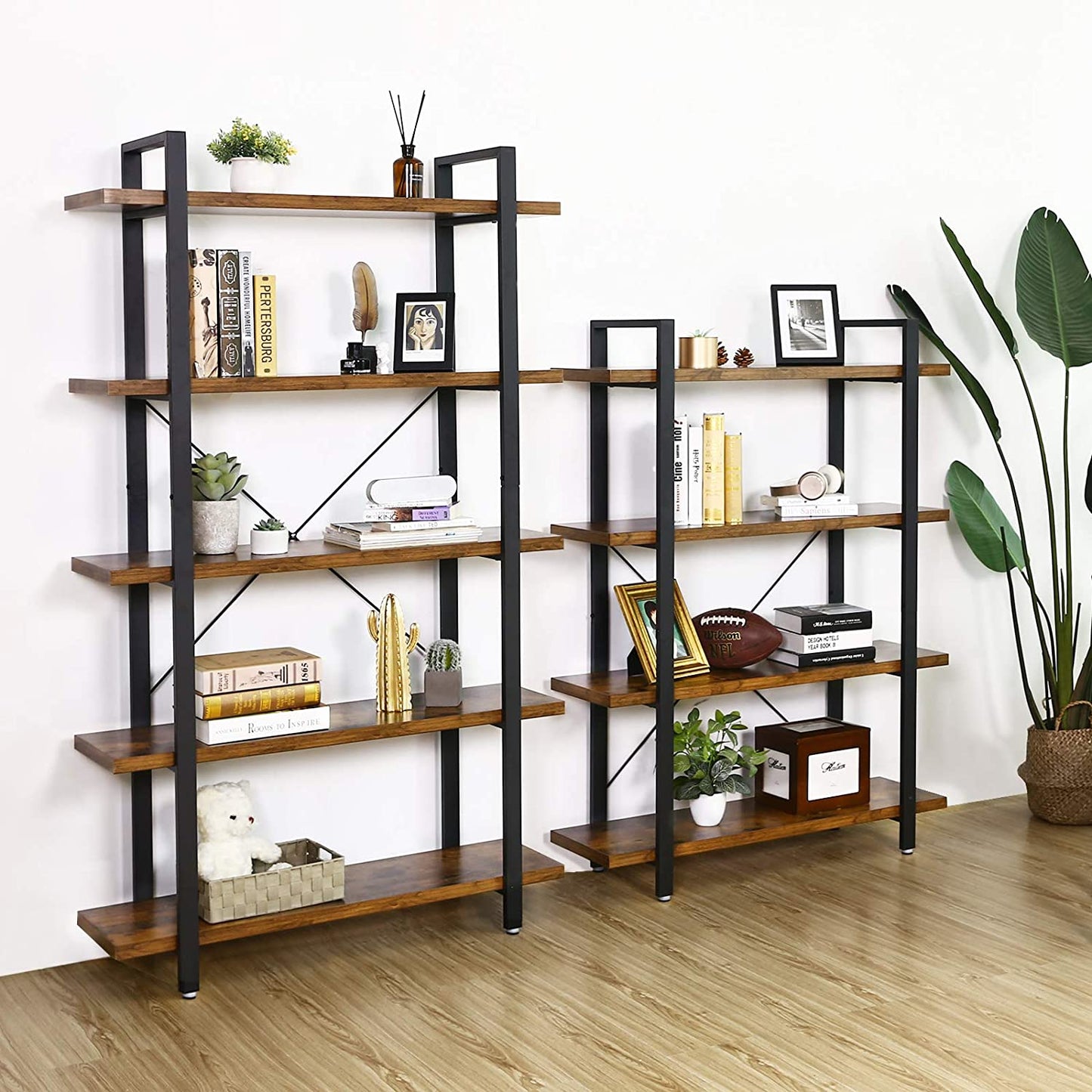 VASAGLE 5-Tier Industrial Grade Stable Bookcase - Cosy Abode