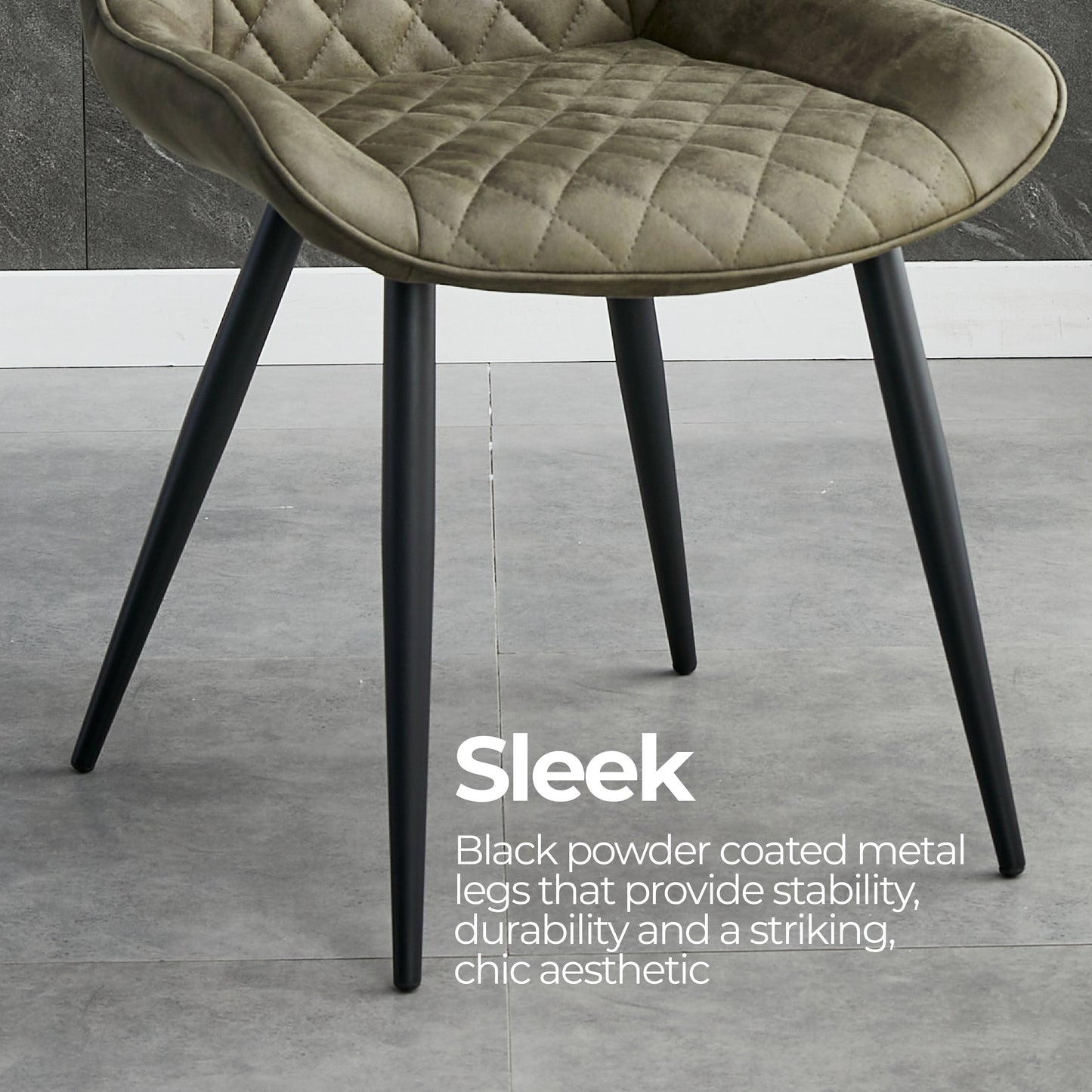 Tyler Fabric Chair (Set of 2) - Olive Green - Cosy Abode