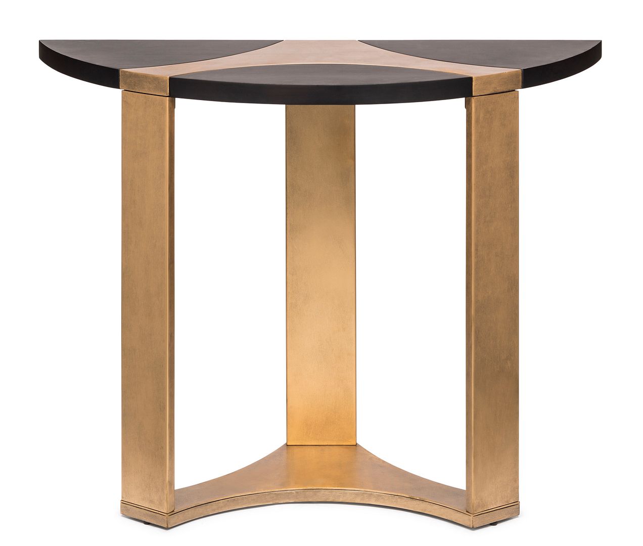 Contemporary Half Round Brass and Black Hallway Console Table - Cosy Abode