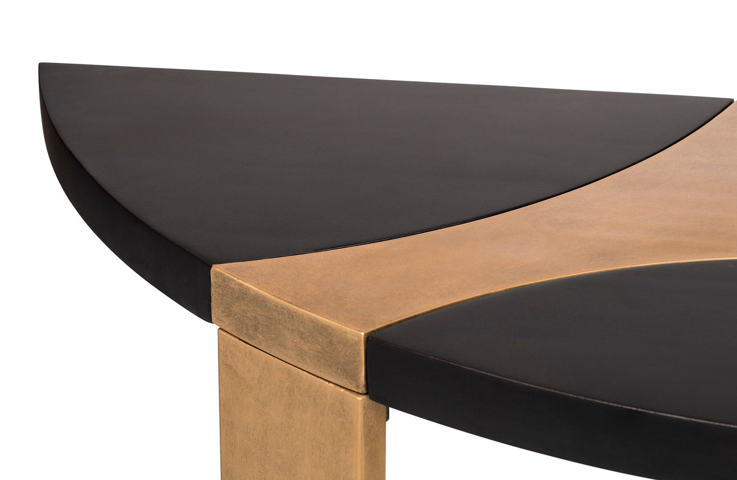 Contemporary Half Round Brass and Black Hallway Console Table - Cosy Abode