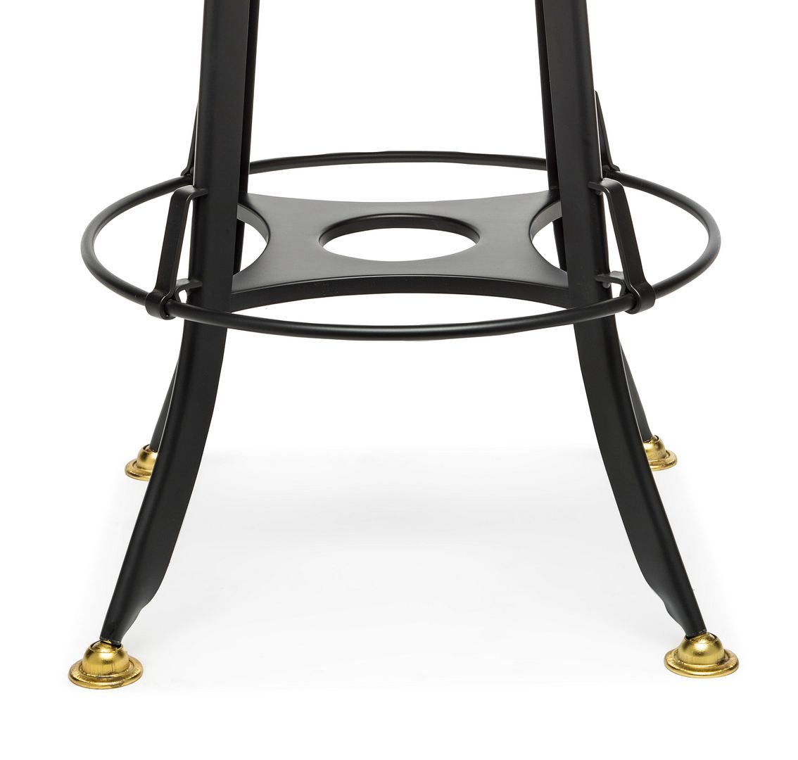 Industrial Wooden Height Adjustable Swivel Bar Stool Chair with Back - Gold Black - Cosy Abode
