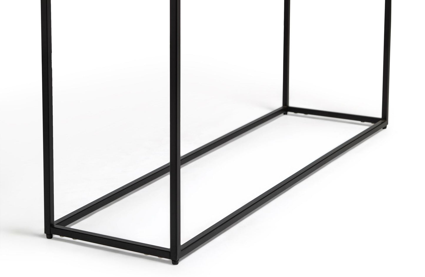 Modern Black Narrow Hallway Console Table with Copper Textured Wood Top - Cosy Abode