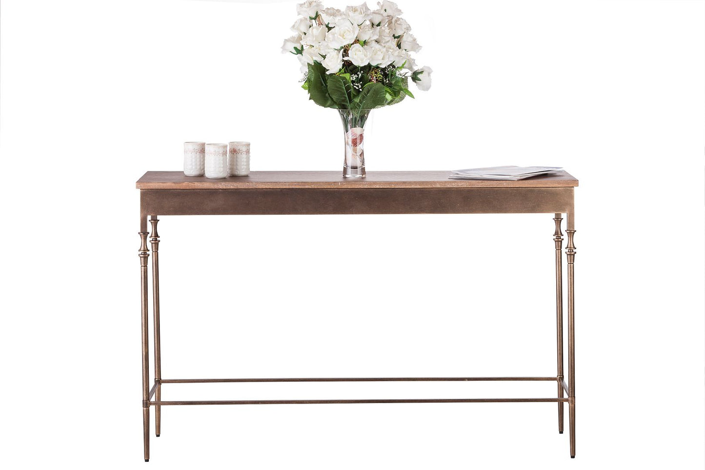 Wooden Iron Narrow Hallway Console Table with Finial Legs - Cosy Abode
