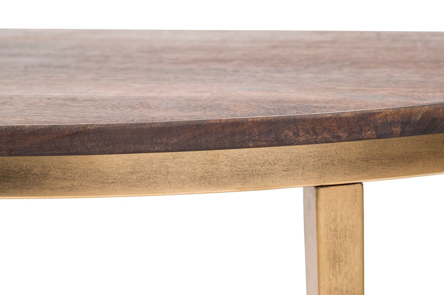 Dark French Brass Half Round Hallway Console Table with Wood Top - Cosy Abode
