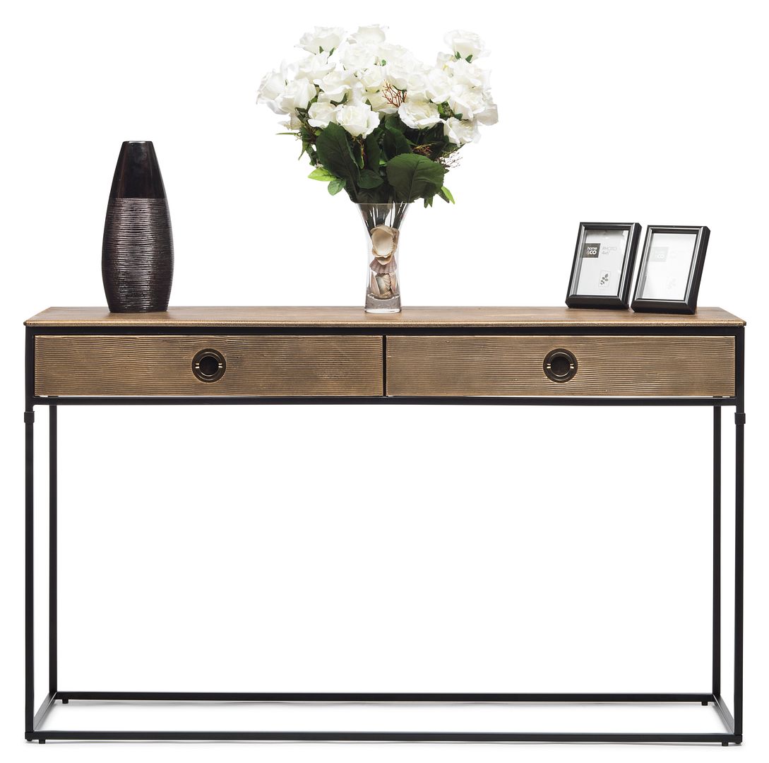 Contemporary Golden Black Hallway Console Table with Drawers - Cosy Abode