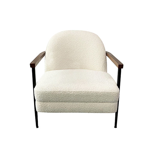 Denmark Arm Chair Polyester Fabric Upholstery Wooden Structure Solid Foam Black Metal Legs - Cosy Abode