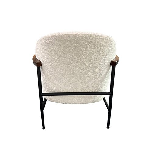 Denmark Arm Chair Polyester Fabric Upholstery Wooden Structure Solid Foam Black Metal Legs - Cosy Abode