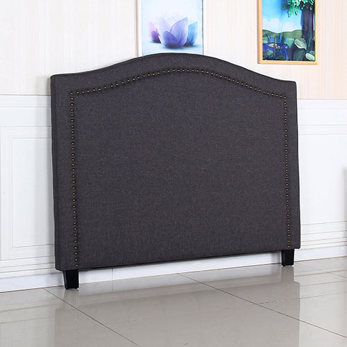 Bed Head Queen Size Charcoal Headboard with Curved Design Upholstery Linen Fabric - Cosy Abode