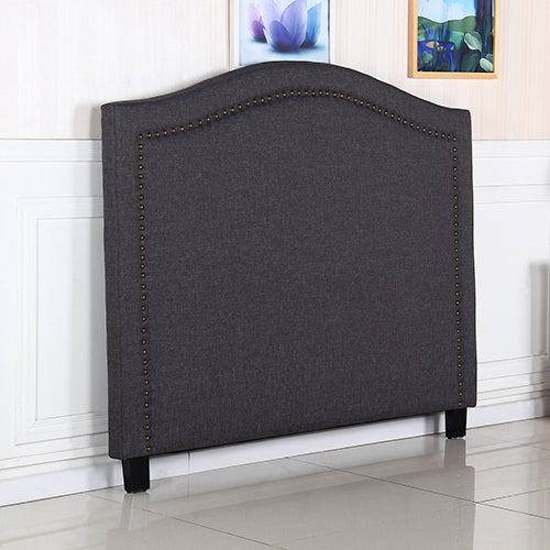 Bed Head Queen Size Charcoal Headboard with Curved Design Upholstery Linen Fabric - Cosy Abode