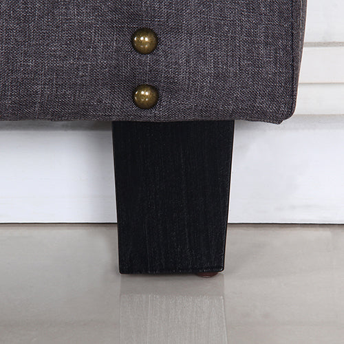 Bed Head Queen Size Charcoal Headboard with Curved Design Upholstery Linen Fabric - Cosy Abode