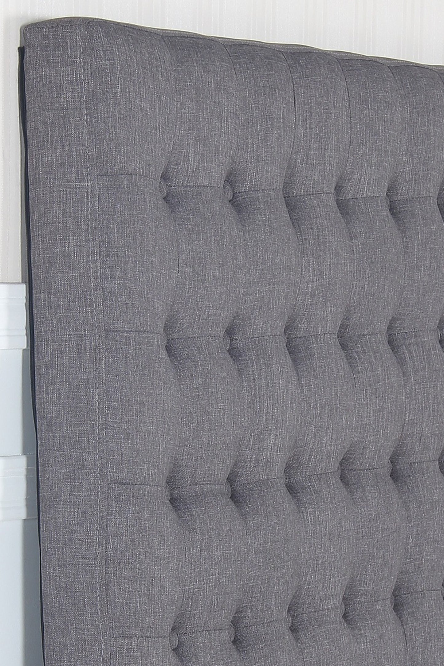 Bed Head Queen Charcoal Headboard Upholstery Fabric Tufted Buttons - Cosy Abode