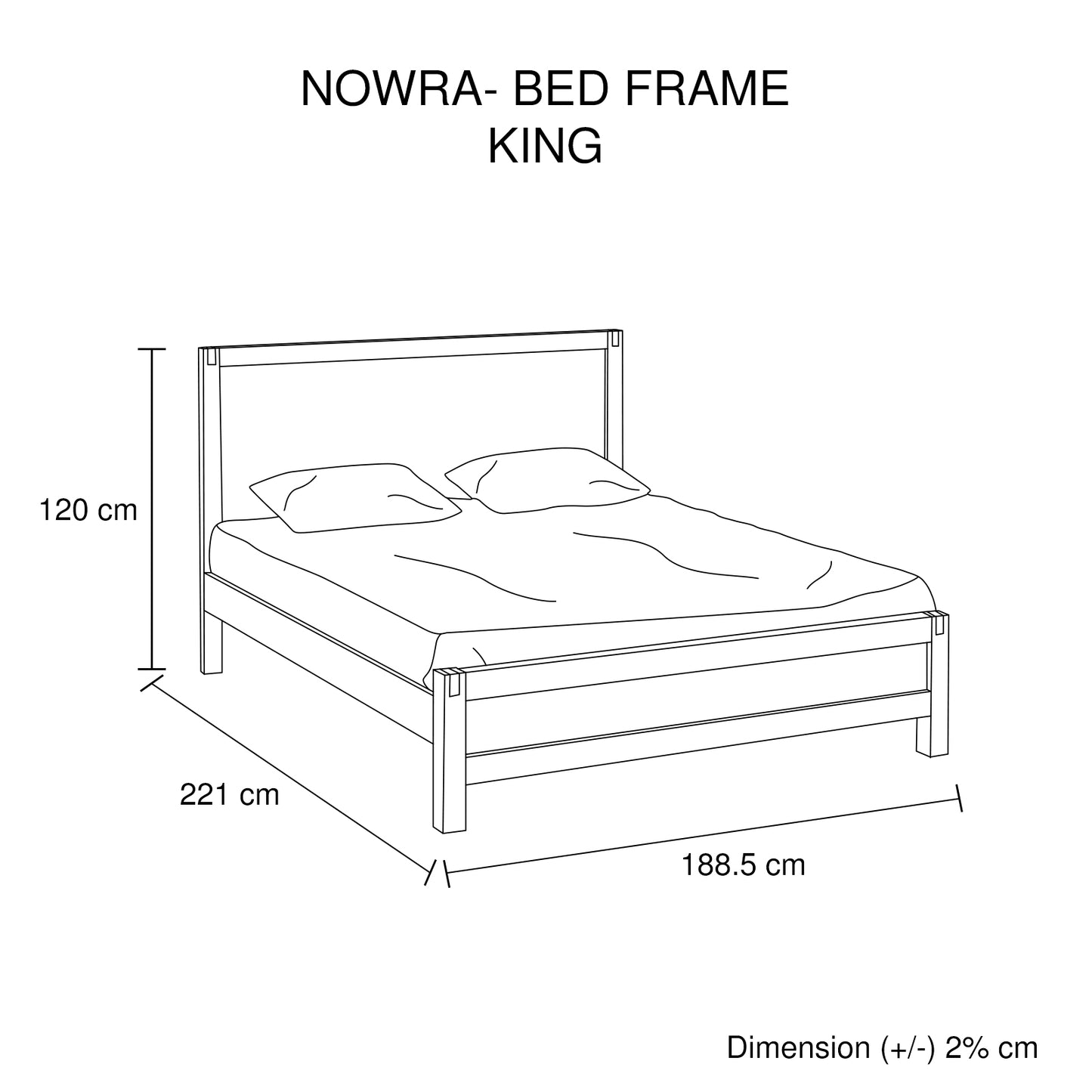 Bed Frame King Size in Solid Wood Veneered Acacia Bedroom Timber Slat in Chocolate - Cosy Abode