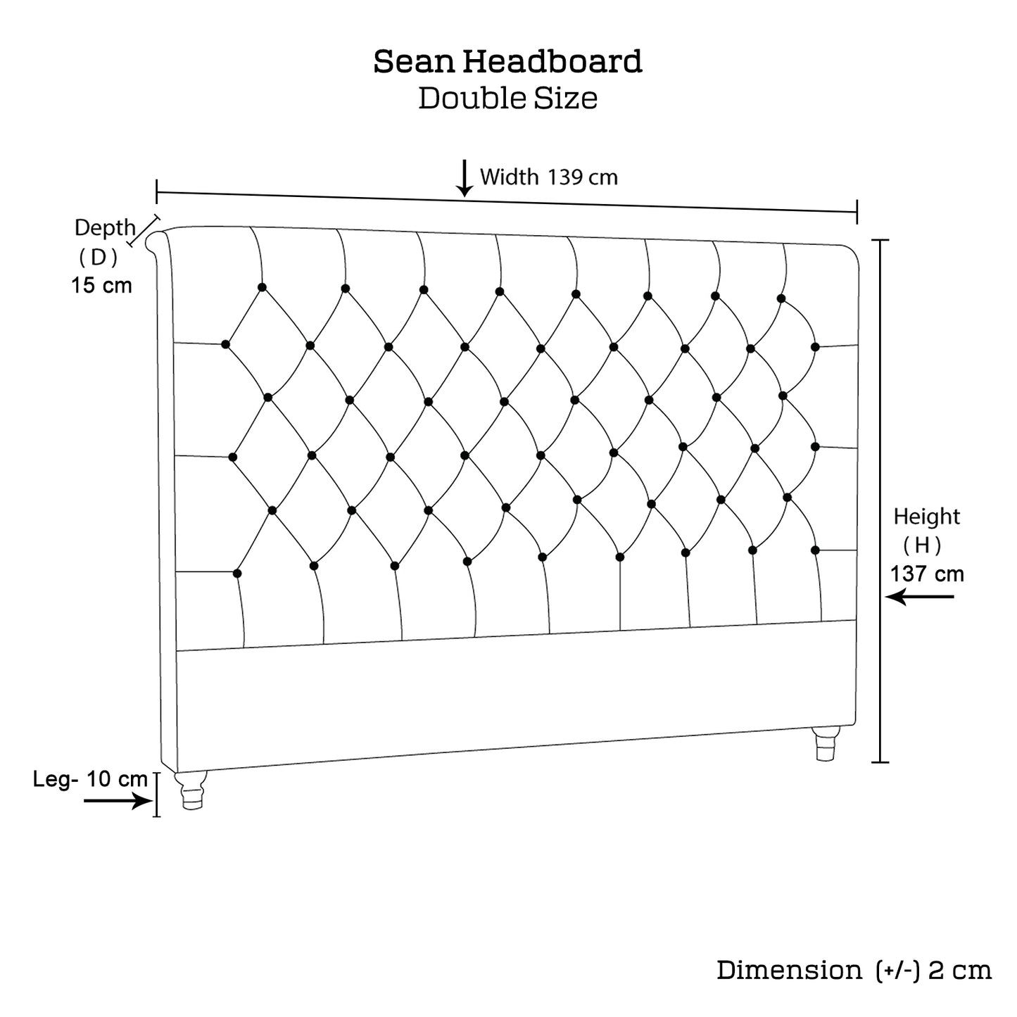 Bed Head Double Size French Provincial Headboard Upholsterd Fabric Beige - Cosy Abode