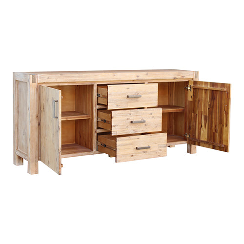 Buffet Sideboard in Oak Colour Constructed with Solid Acacia Wooden Frame Storage Cabinet with Drawers - Cosy Abode