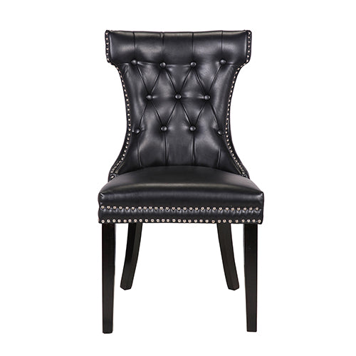 Century 2X Dining Chair Black Pu Wooden Legs - Cosy Abode