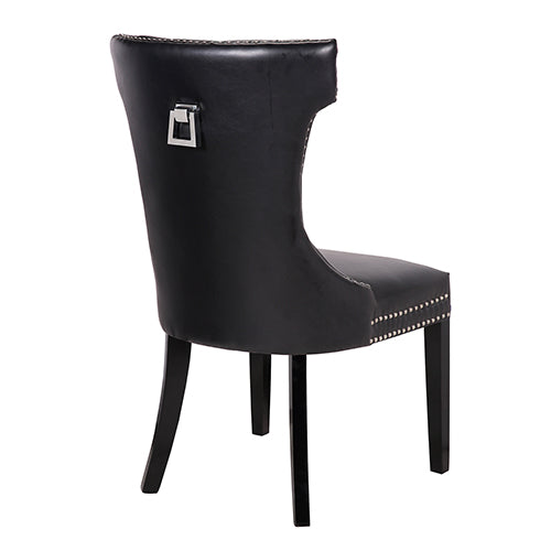 Century 2X Dining Chair Black Pu Wooden Legs - Cosy Abode