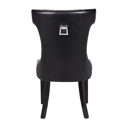 Century 2X Dining Chair Black Pu Wooden Legs - Cosy Abode