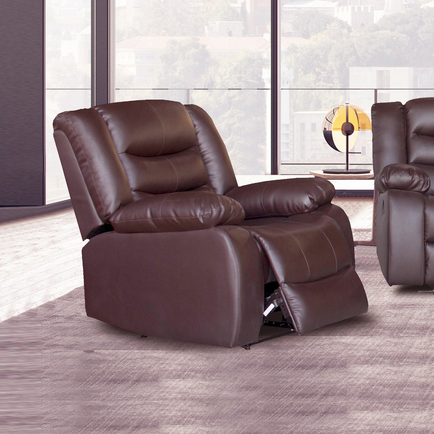 Single Seater Recliner Sofa Chair In Faux Leather Lounge Couch Armchair in Brown - Cosy Abode