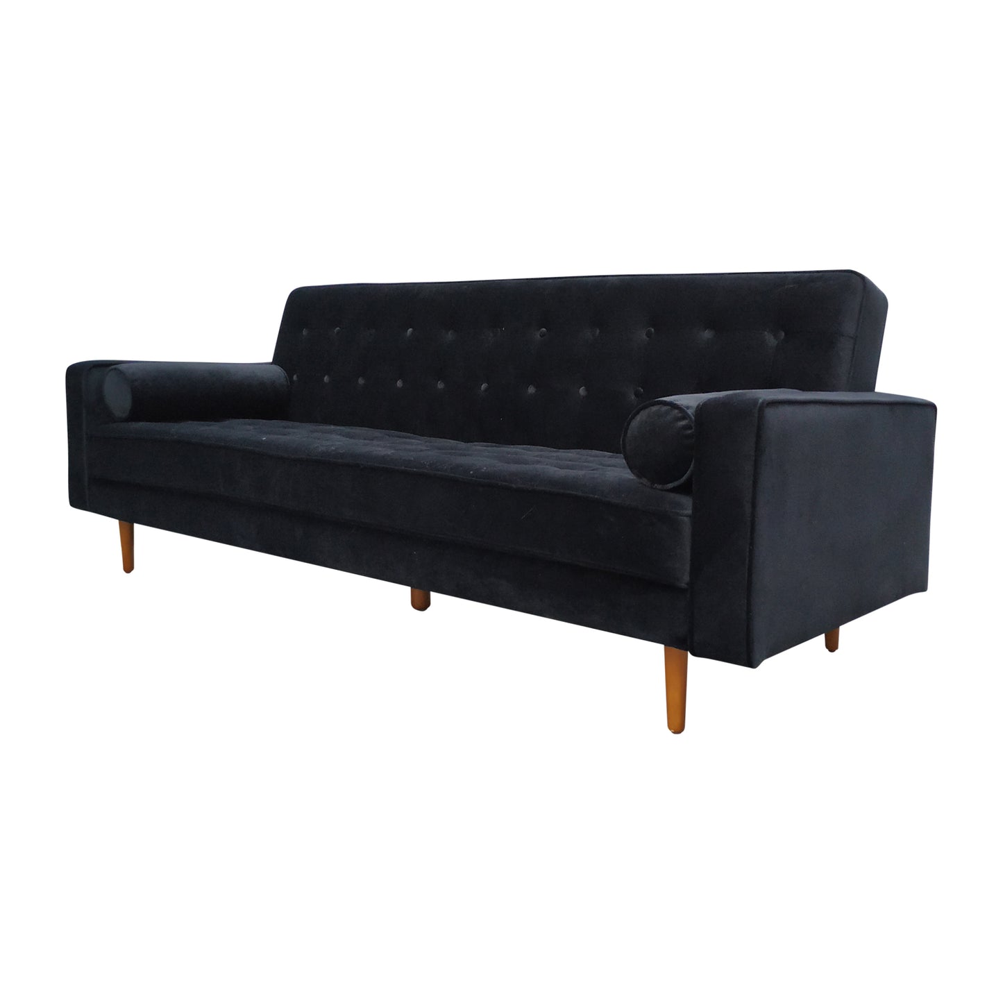 Sofa Bed 3 Seater Button Tufted Lounge Set for Living Room Couch in Velvet Black Colour - Cosy Abode