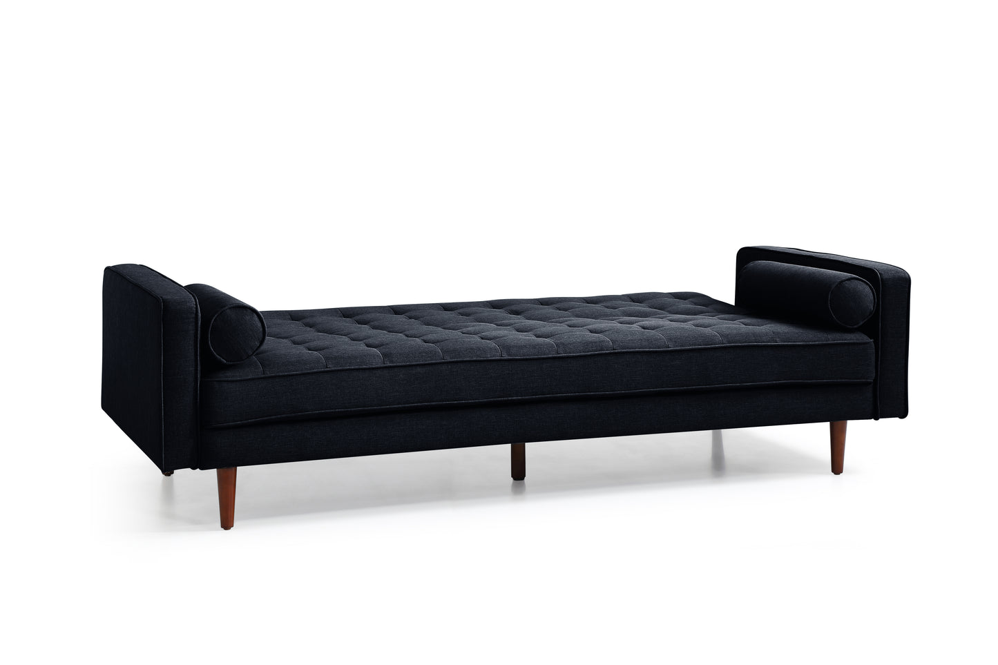 Sofa Bed 3 Seater Button Tufted Lounge Set for Living Room Couch in Velvet Black Colour - Cosy Abode