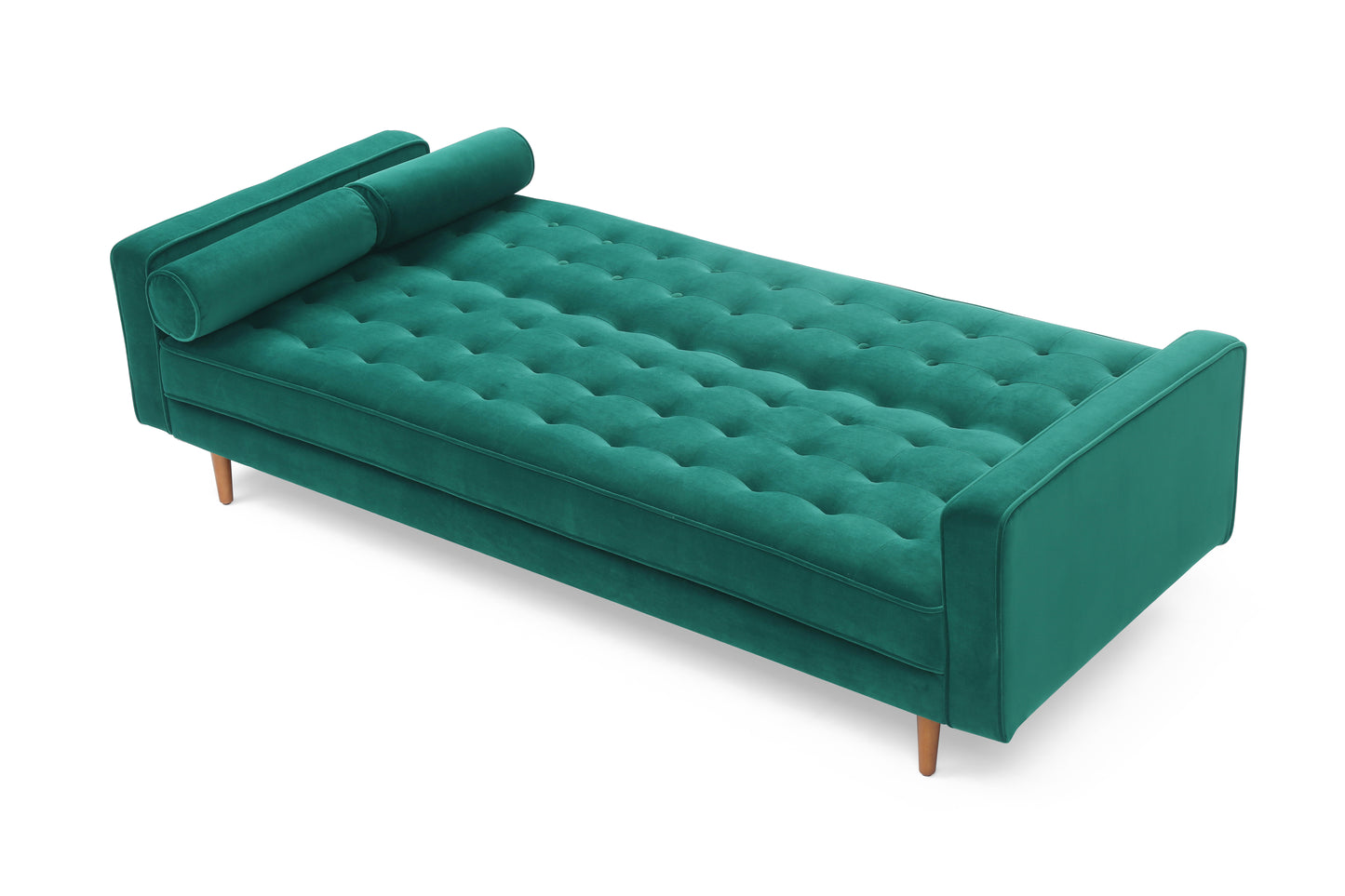 Sofa Bed 3 Seater Button Tufted Lounge Set for Living Room Couch in Velvet Green Colour - Cosy Abode