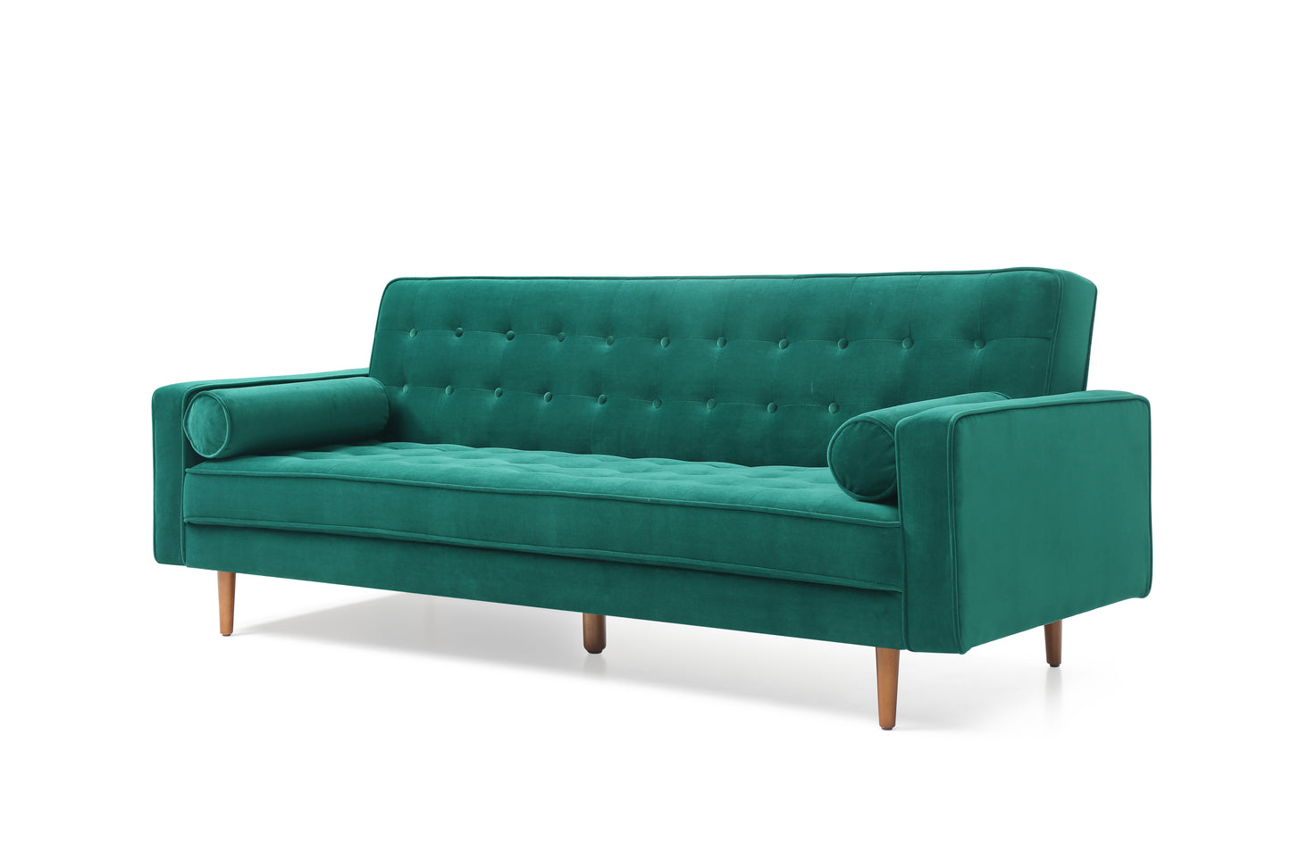 Sofa Bed 3 Seater Button Tufted Lounge Set for Living Room Couch in Velvet Green Colour - Cosy Abode