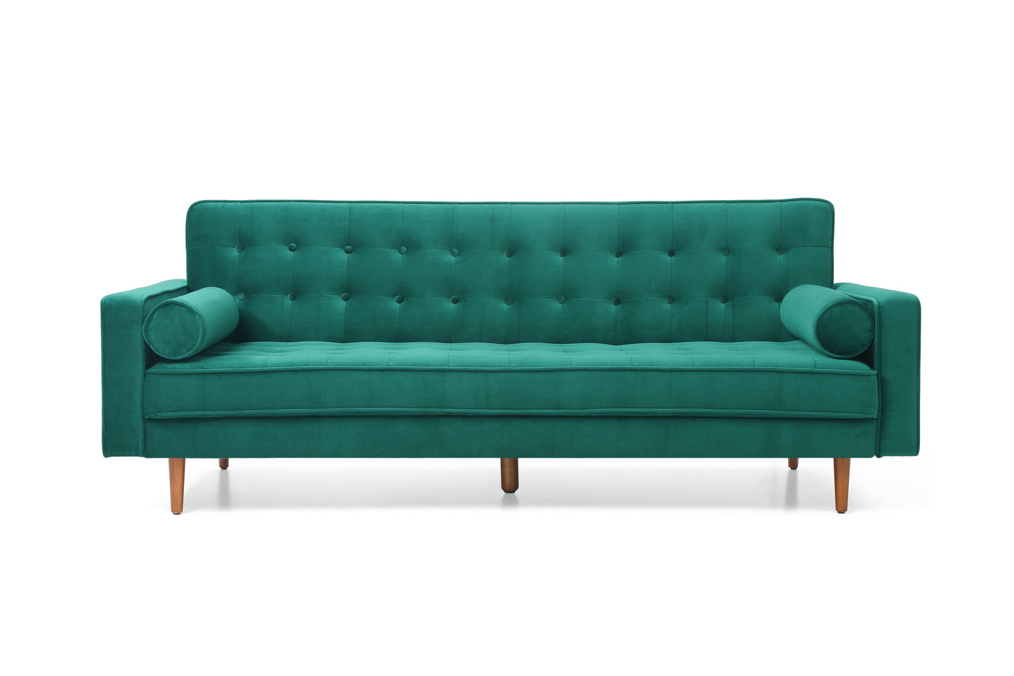 Sofa Bed 3 Seater Button Tufted Lounge Set for Living Room Couch in Velvet Green Colour - Cosy Abode
