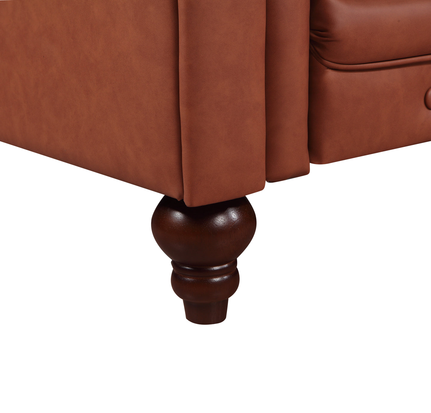 Single Seater Brown Sofa Armchair for Lounge Chesterfireld Style Button Tufted in Faux Leather - Cosy Abode