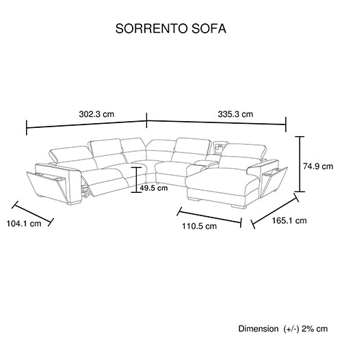 Grey Colour Corner Sofa Chaise Premium Fabric Electric Recliner With Manual Headrest Cup-Holder Charging Point Lighting - Cosy Abode