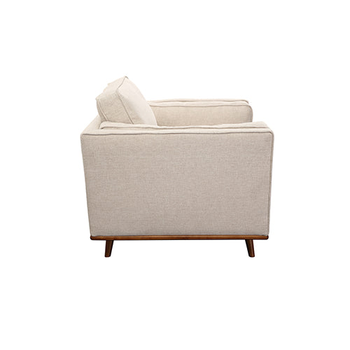 Single Seater Armchair Sofa Modern Lounge Accent Chair in Beige Fabric with Wooden Frame - Cosy Abode