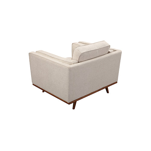 Single Seater Armchair Sofa Modern Lounge Accent Chair in Beige Fabric with Wooden Frame - Cosy Abode